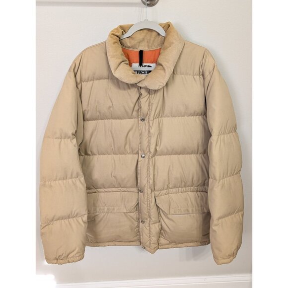 Vtg North Face Brown Label 70s Down Puffer Jacket Double Zip Ski Corduroy Collar - Picture 1 of 16